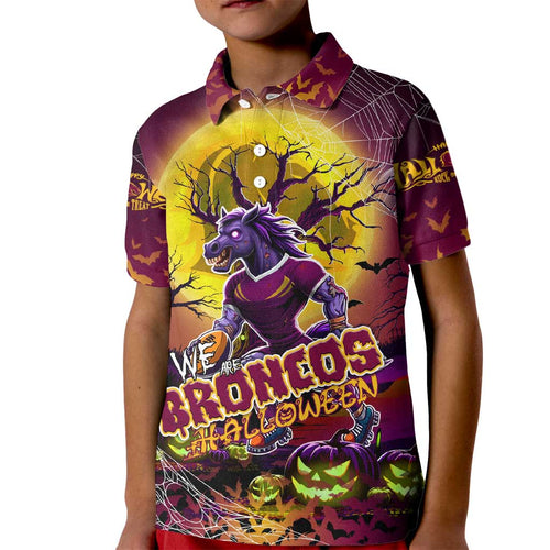 We Are Broncos Halloween Kid Polo Shirt Pumpkin Scary Spooky Season - Aussie Hoodie
