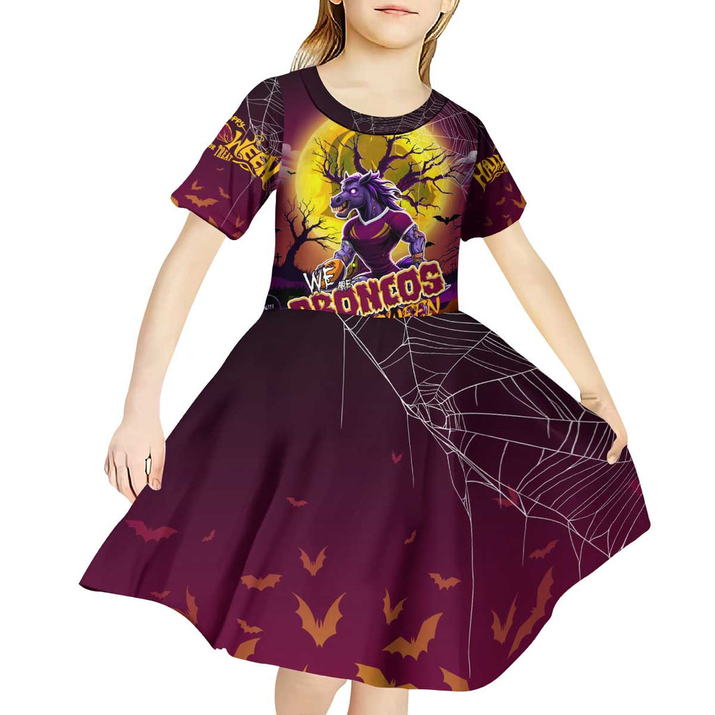 We Are Broncos Halloween Kid Short Sleeve Dress Pumpkin Scary Spooky Season - Aussie Hoodie