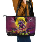 We Are Broncos Halloween Leather Tote Bag Pumpkin Scary Spooky Season - Aussie Hoodie
