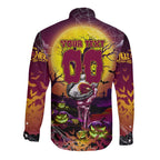 We Are Broncos Halloween Long Sleeve Button Shirt Pumpkin Scary Spooky Season - Aussie Hoodie