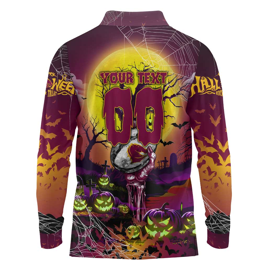 We Are Broncos Halloween Long Sleeve Polo Shirt Pumpkin Scary Spooky Season - Aussie Hoodie