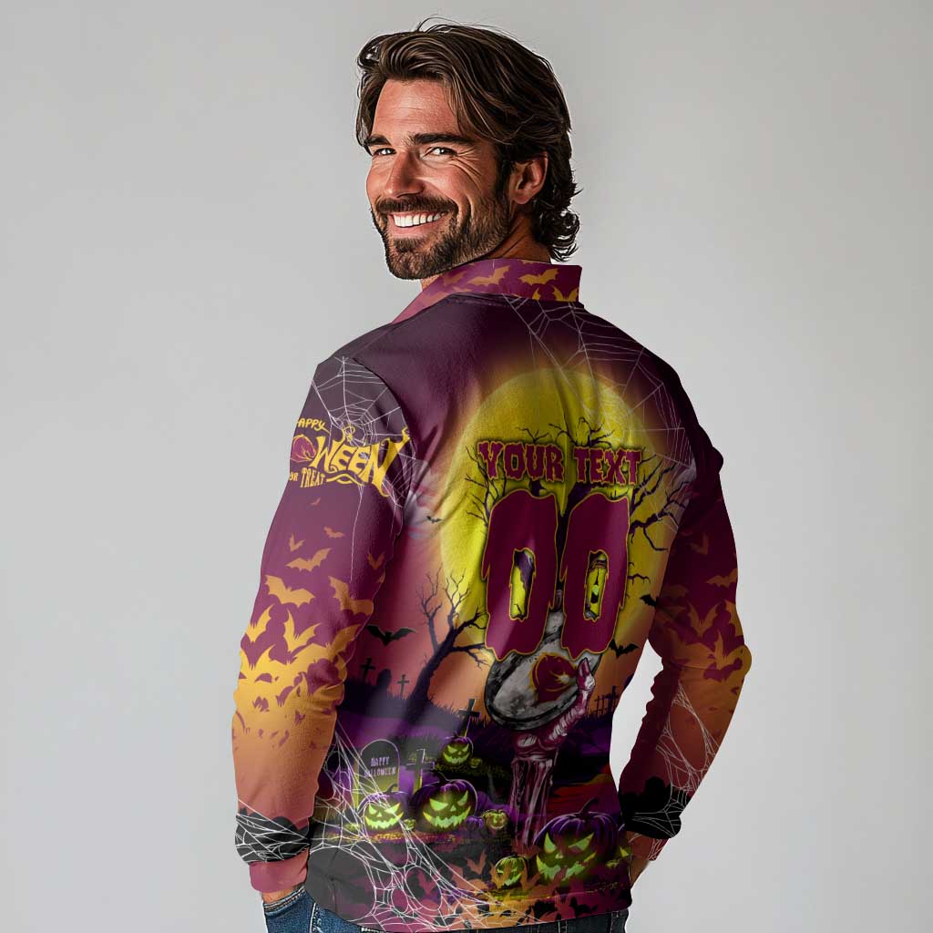We Are Broncos Halloween Long Sleeve Polo Shirt Pumpkin Scary Spooky Season - Aussie Hoodie