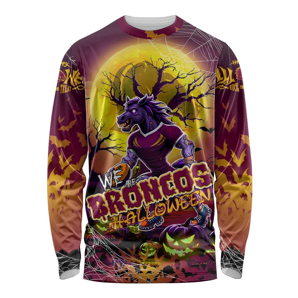 We Are Broncos Halloween Long Sleeve Shirt Pumpkin Scary Spooky Season - Aussie Hoodie