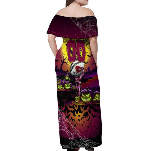 We Are Broncos Halloween Off Shoulder Maxi Dress Pumpkin Scary Spooky Season - Aussie Hoodie