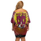 We Are Broncos Halloween Off Shoulder Short Dress Pumpkin Scary Spooky Season - Aussie Hoodie