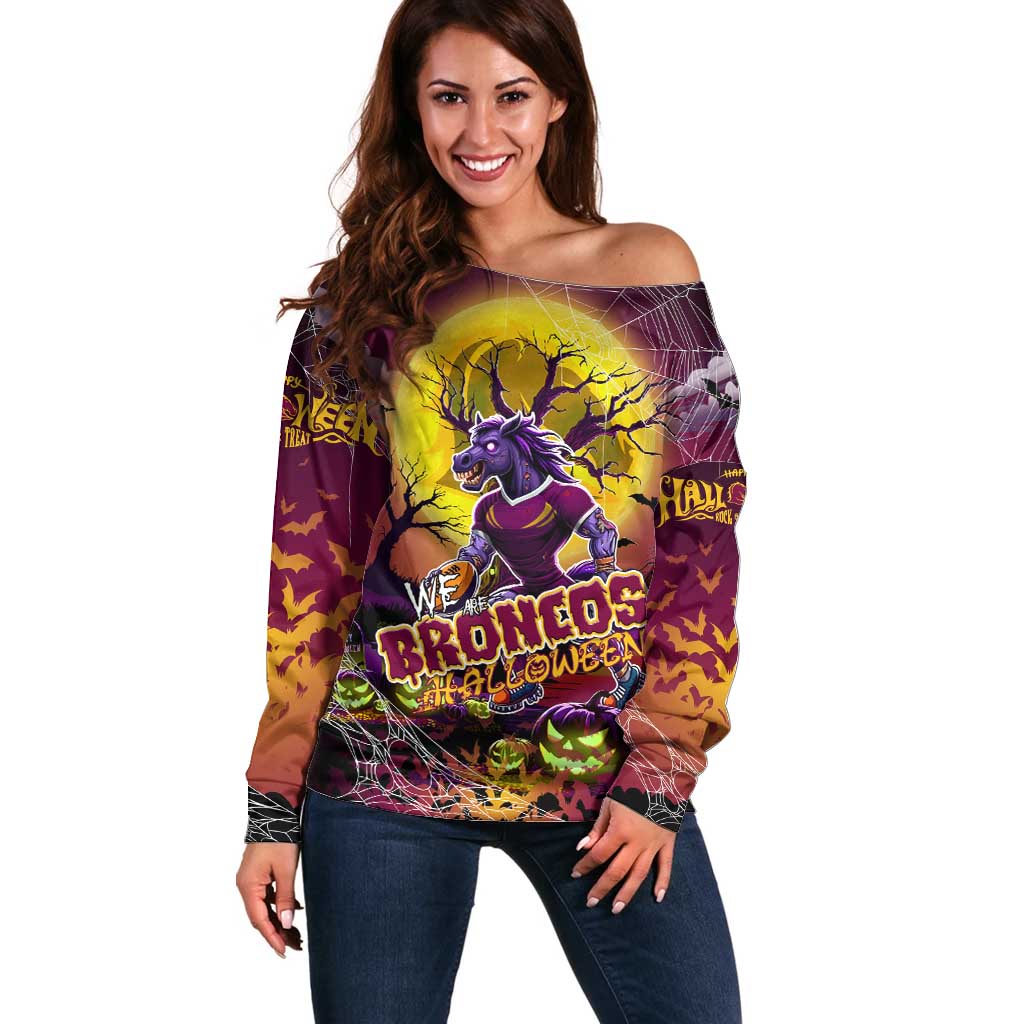 We Are Broncos Halloween Off Shoulder Sweater Pumpkin Scary Spooky Season - Aussie Hoodie
