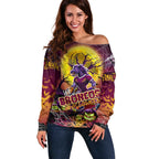We Are Broncos Halloween Off Shoulder Sweater Pumpkin Scary Spooky Season - Aussie Hoodie
