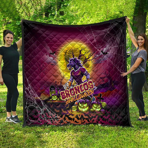 We Are Broncos Halloween Quilt Pumpkin Scary Spooky Season - Aussie Hoodie