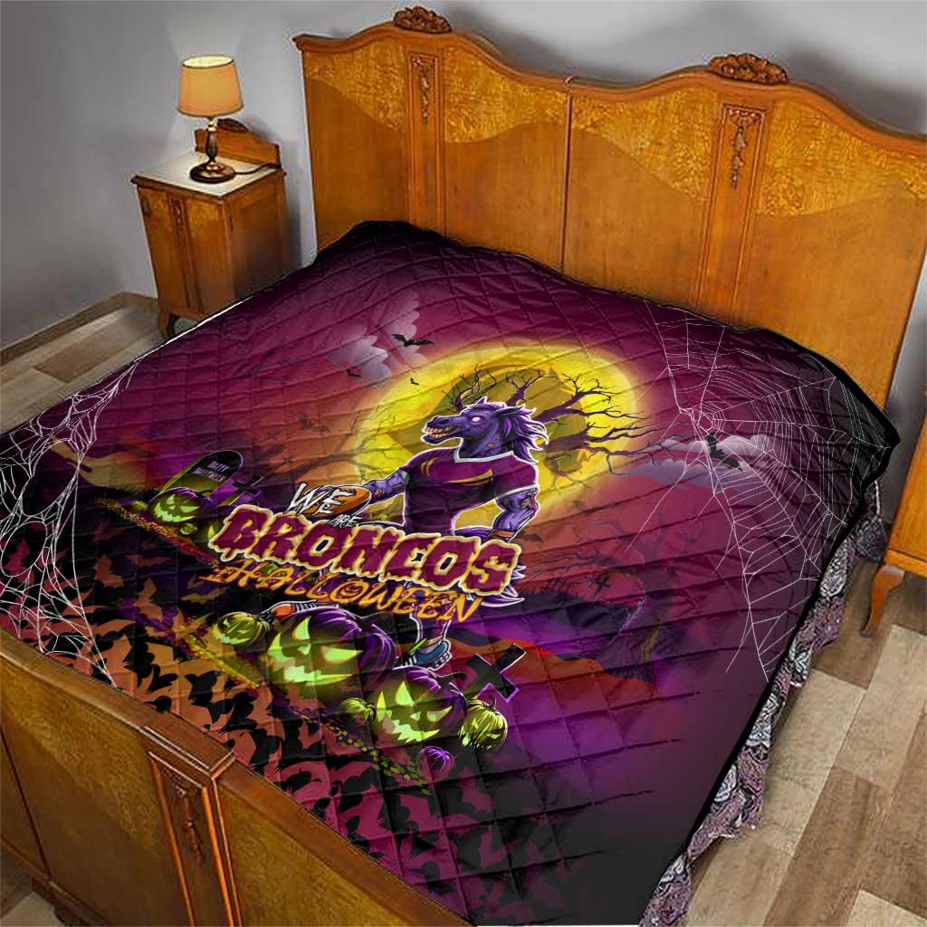 We Are Broncos Halloween Quilt Pumpkin Scary Spooky Season - Aussie Hoodie