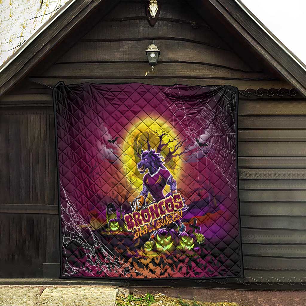 We Are Broncos Halloween Quilt Pumpkin Scary Spooky Season - Aussie Hoodie