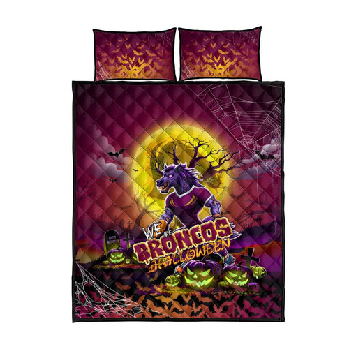 We Are Broncos Halloween Quilt Bed Set Pumpkin Scary Spooky Season - Aussie Hoodie
