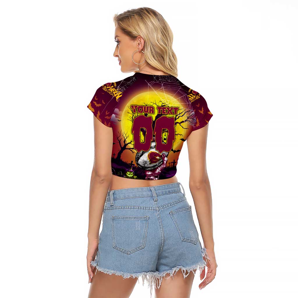 We Are Broncos Halloween Raglan Cropped T Shirt Pumpkin Scary Spooky Season - Aussie Hoodie