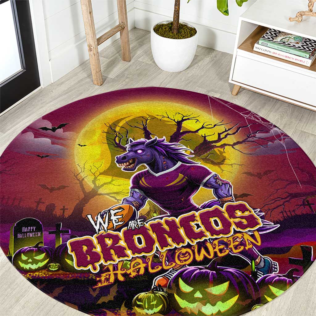 We Are Broncos Halloween Round Carpet Pumpkin Scary Spooky Season - Aussie Hoodie