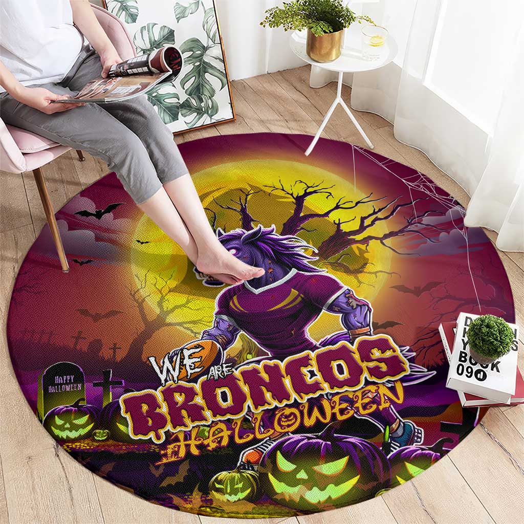 We Are Broncos Halloween Round Carpet Pumpkin Scary Spooky Season - Aussie Hoodie