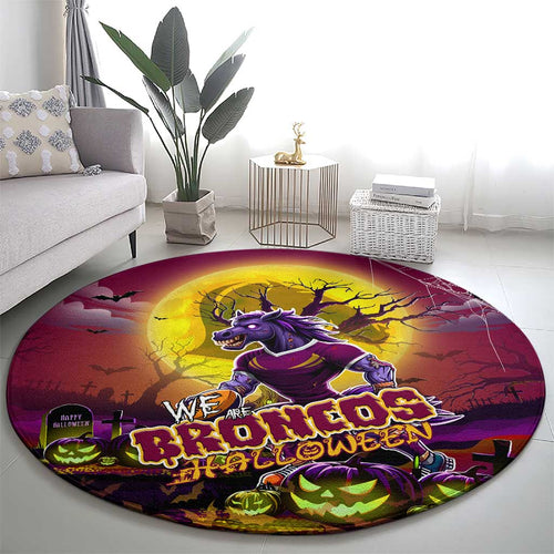 We Are Broncos Halloween Round Carpet Pumpkin Scary Spooky Season - Aussie Hoodie