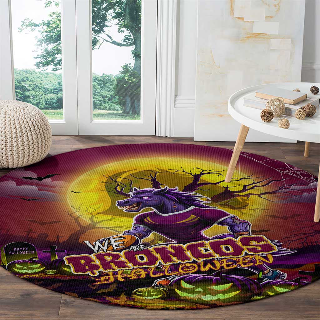 We Are Broncos Halloween Round Carpet Pumpkin Scary Spooky Season - Aussie Hoodie