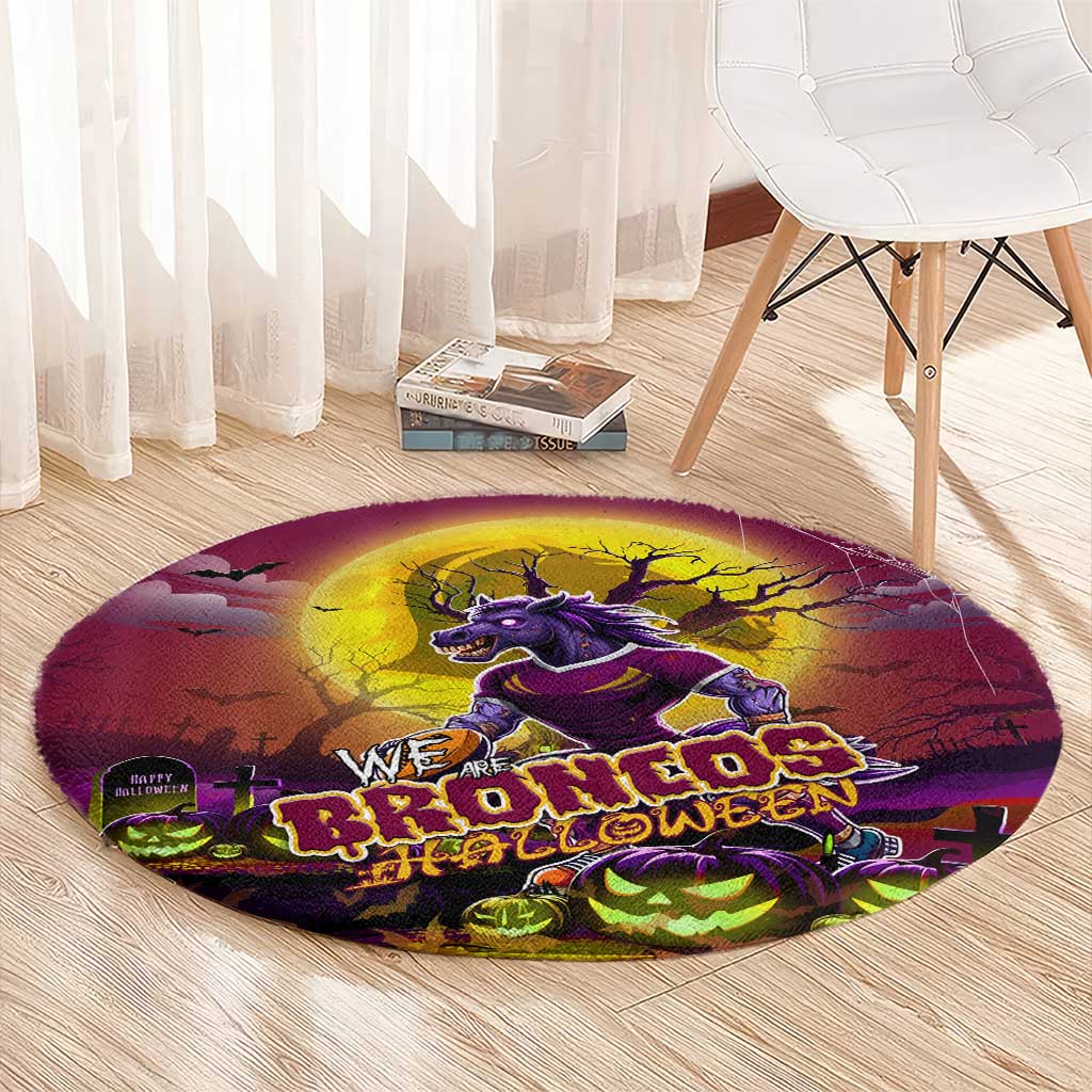 We Are Broncos Halloween Round Carpet Pumpkin Scary Spooky Season - Aussie Hoodie