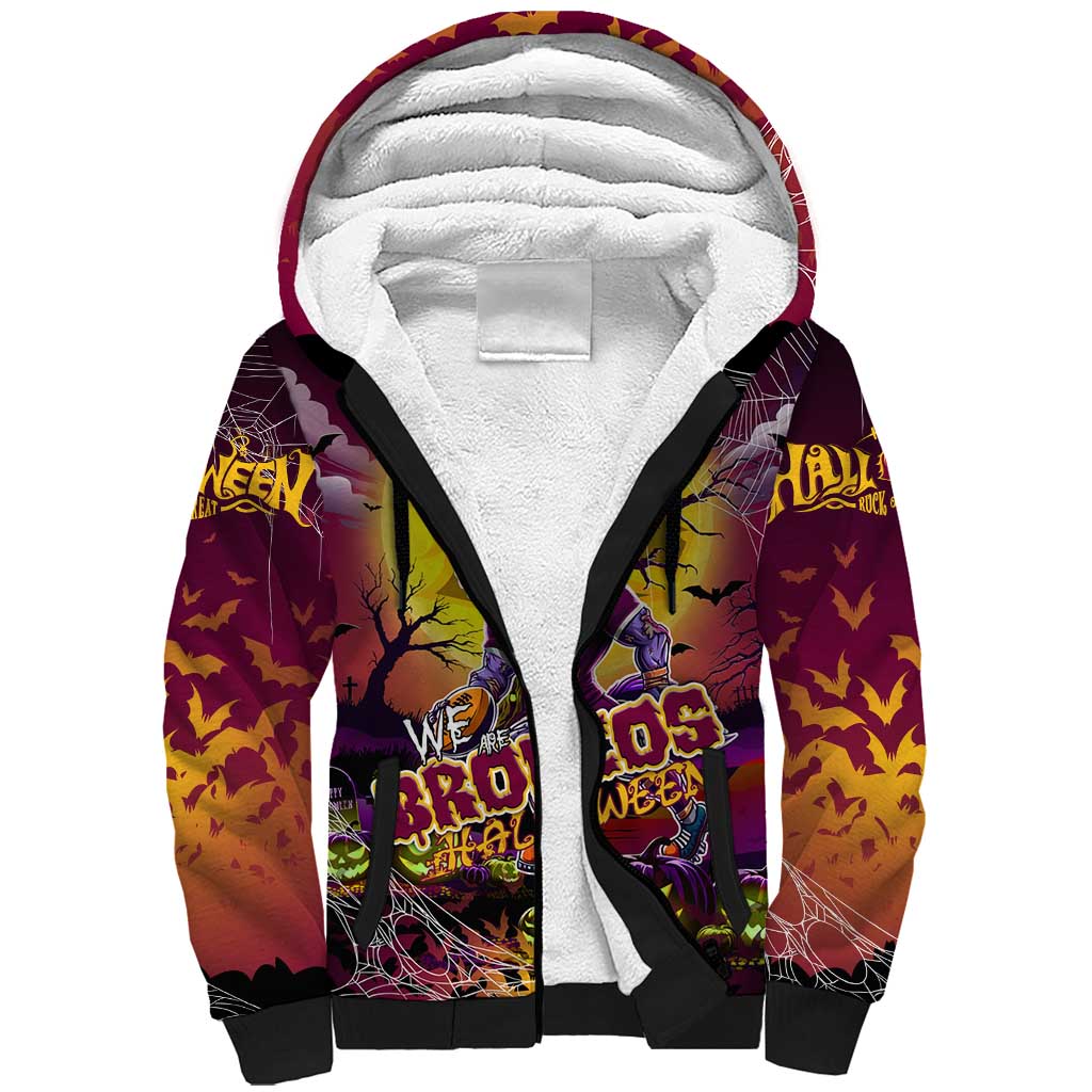 We Are Broncos Halloween Sherpa Hoodie Pumpkin Scary Spooky Season - Aussie Hoodie