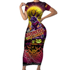 We Are Broncos Halloween Short Sleeve Bodycon Dress Pumpkin Scary Spooky Season - Aussie Hoodie