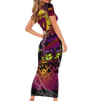 We Are Broncos Halloween Short Sleeve Bodycon Dress Pumpkin Scary Spooky Season - Aussie Hoodie