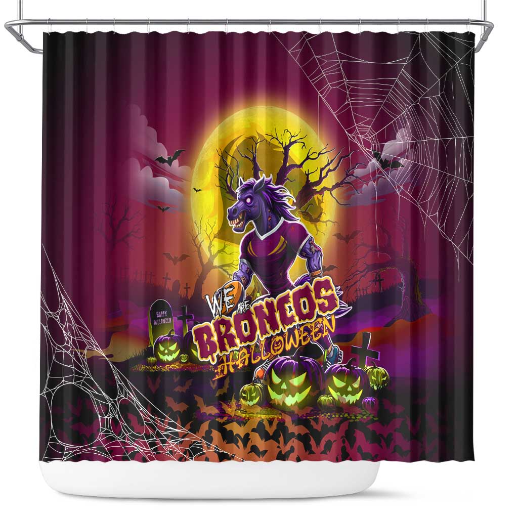 We Are Broncos Halloween Shower Curtain Pumpkin Scary Spooky Season - Aussie Hoodie
