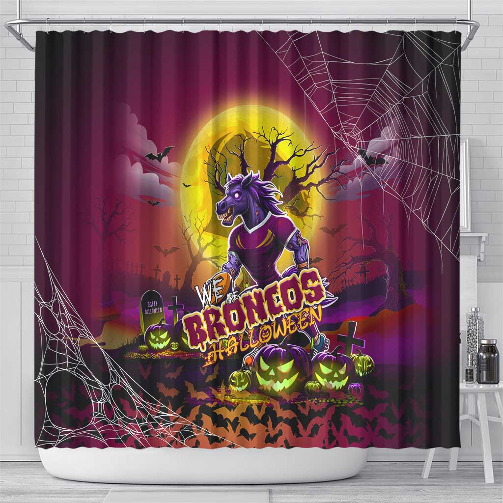 We Are Broncos Halloween Shower Curtain Pumpkin Scary Spooky Season - Aussie Hoodie