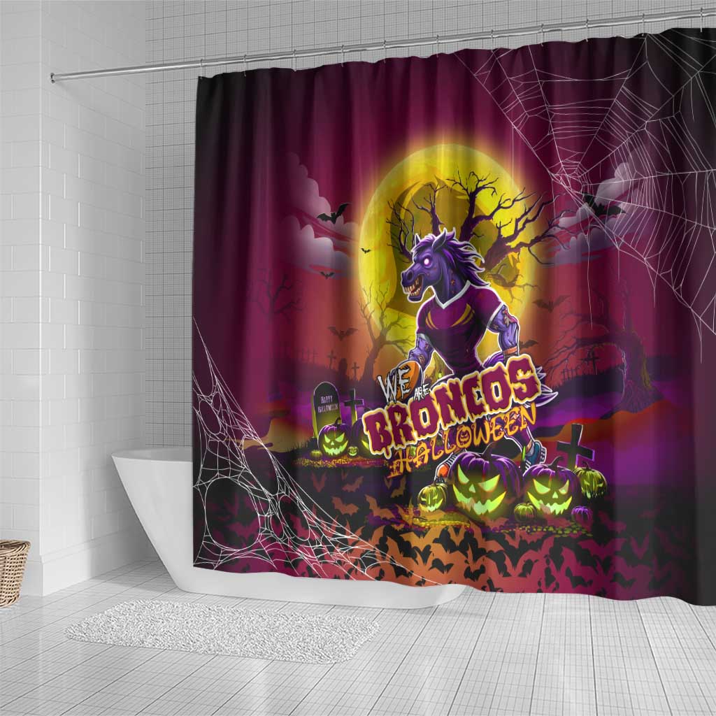 We Are Broncos Halloween Shower Curtain Pumpkin Scary Spooky Season - Aussie Hoodie