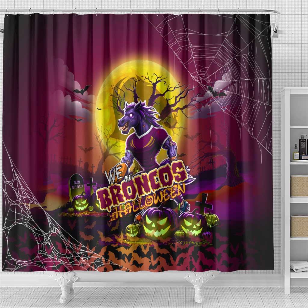 We Are Broncos Halloween Shower Curtain Pumpkin Scary Spooky Season - Aussie Hoodie