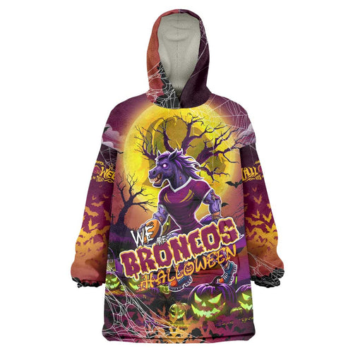 We Are Broncos Halloween Wearable Blanket Hoodie Pumpkin Scary Spooky Season - Aussie Hoodie