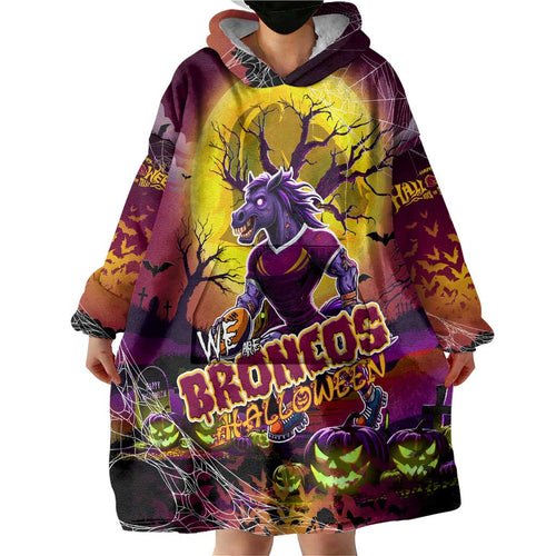 We Are Broncos Halloween Wearable Blanket Hoodie Pumpkin Scary Spooky Season - Aussie Hoodie