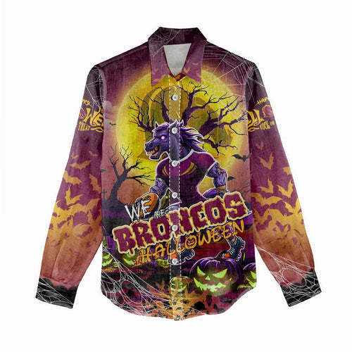 We Are Broncos Halloween Women Casual Shirt Pumpkin Scary Spooky Season - Aussie Hoodie