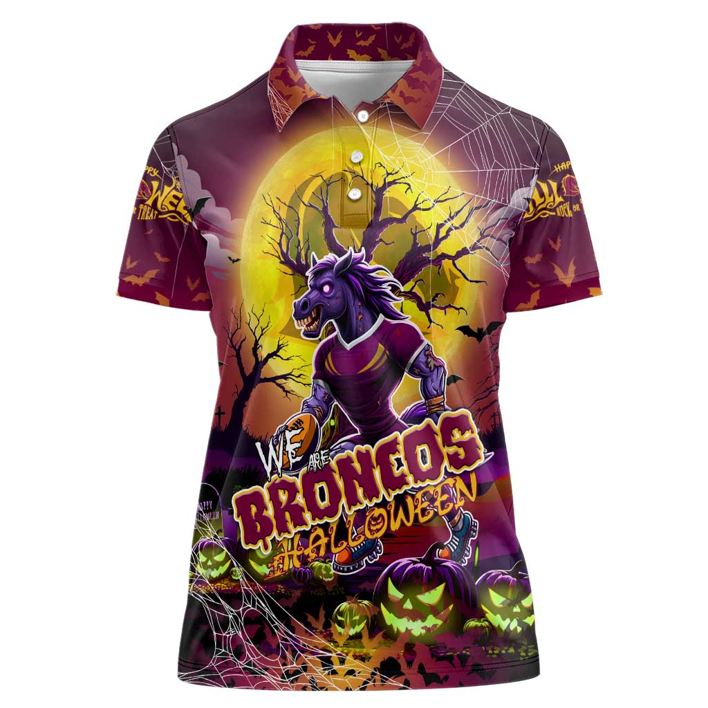 We Are Broncos Halloween Women Polo Shirt Pumpkin Scary Spooky Season - Aussie Hoodie