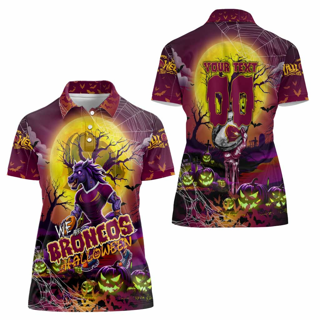 We Are Broncos Halloween Women Polo Shirt Pumpkin Scary Spooky Season - Aussie Hoodie