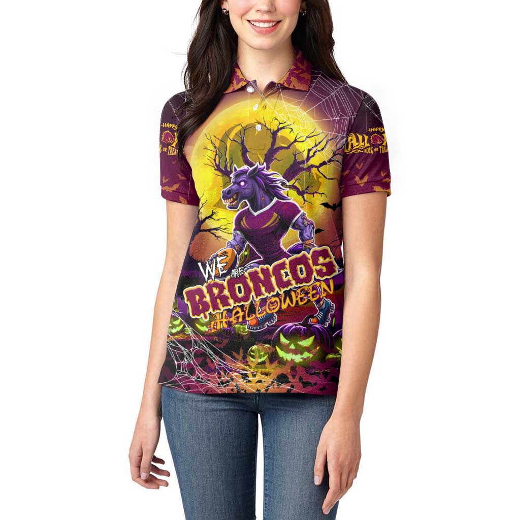 We Are Broncos Halloween Women Polo Shirt Pumpkin Scary Spooky Season - Aussie Hoodie