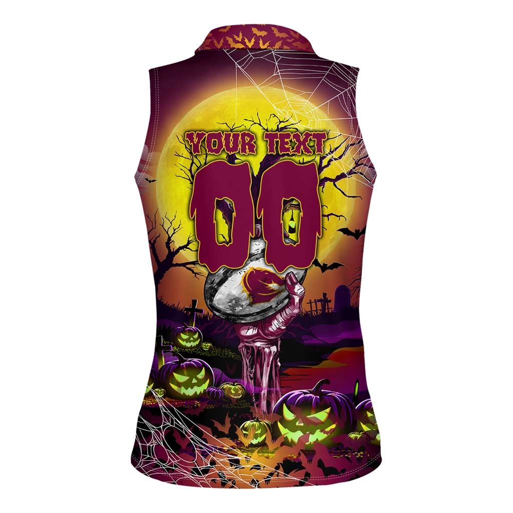 We Are Broncos Halloween Women Sleeveless Polo Shirt Pumpkin Scary Spooky Season - Aussie Hoodie