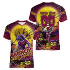 We Are Broncos Halloween Women V-Neck T-Shirt Pumpkin Scary Spooky Season - Aussie Hoodie