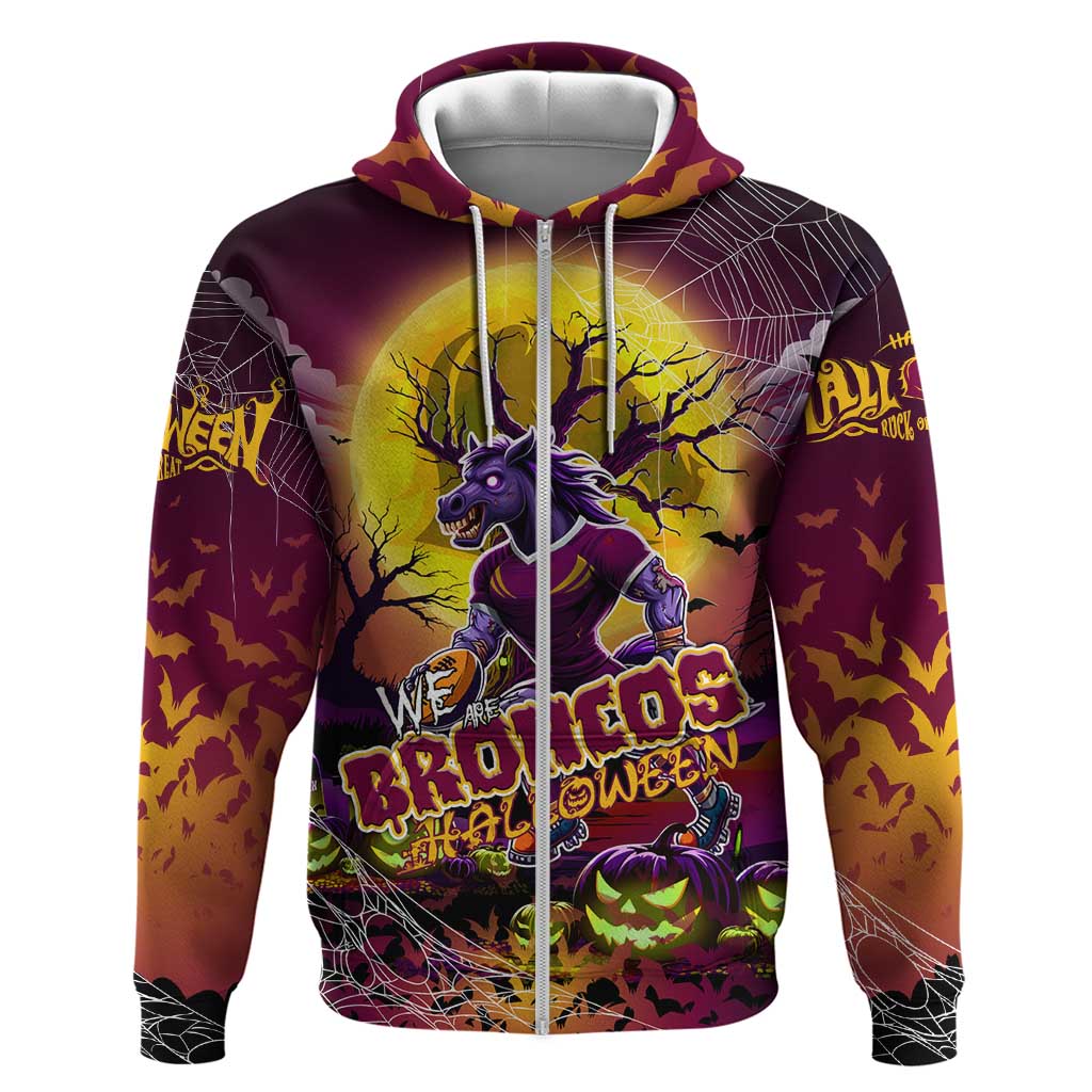 We Are Broncos Halloween Zip Hoodie Pumpkin Scary Spooky Season - Aussie Hoodie