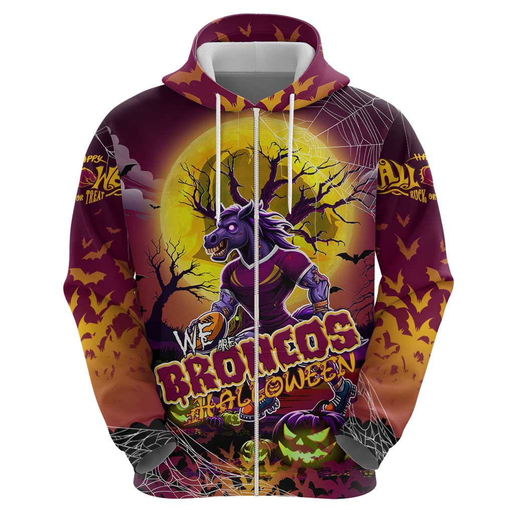 We Are Broncos Halloween Zip Hoodie Pumpkin Scary Spooky Season - Aussie Hoodie