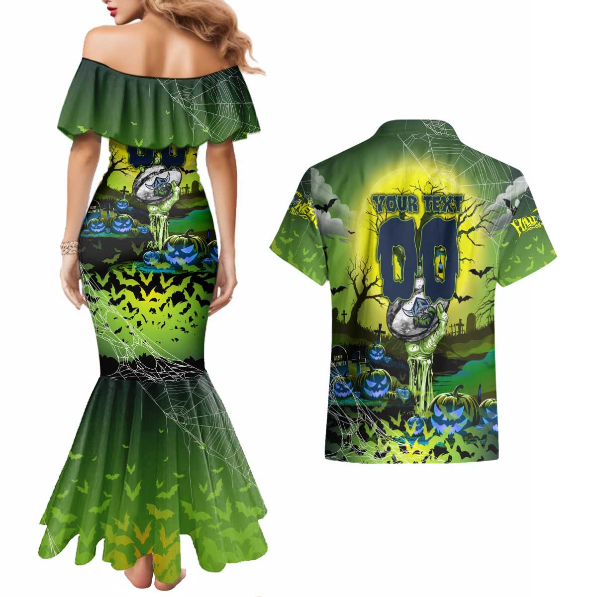 We Are Raiders Halloween Couples Matching Mermaid Dress and Hawaiian Shirt Pumpkin Scary Spooky Season - Aussie Hoodie