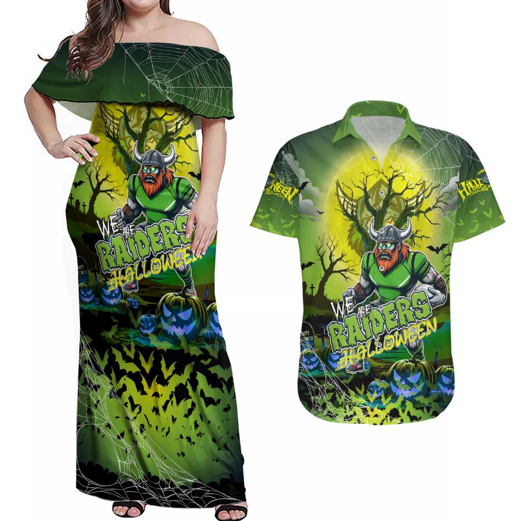 We Are Raiders Halloween Couples Matching Off Shoulder Maxi Dress and Hawaiian Shirt Pumpkin Scary Spooky Season - Aussie Hoodie