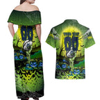 We Are Raiders Halloween Couples Matching Off Shoulder Maxi Dress and Hawaiian Shirt Pumpkin Scary Spooky Season - Aussie Hoodie