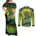 We Are Raiders Halloween Couples Matching Off Shoulder Maxi Dress and Long Sleeve Button Shirt Pumpkin Scary Spooky Season - Aussie Hoodie