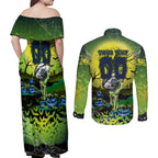We Are Raiders Halloween Couples Matching Off Shoulder Maxi Dress and Long Sleeve Button Shirt Pumpkin Scary Spooky Season - Aussie Hoodie