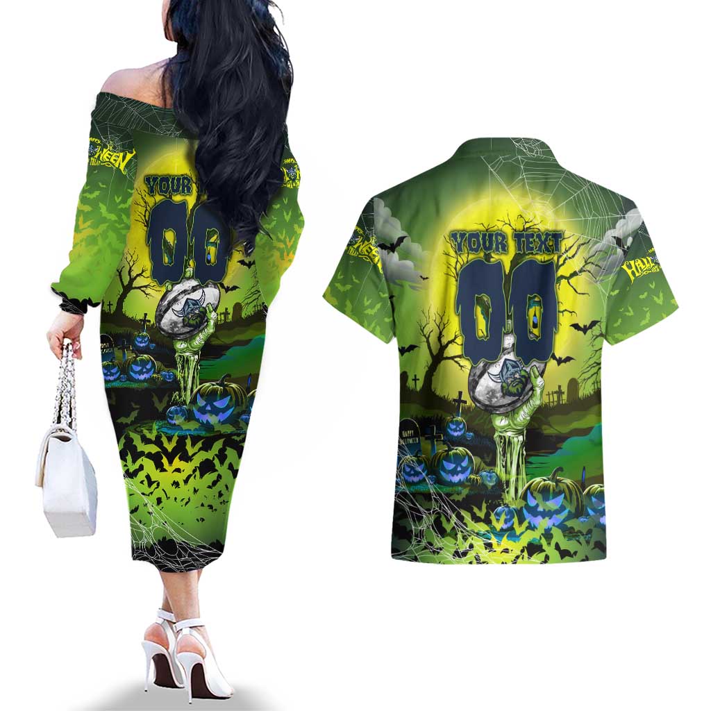 We Are Raiders Halloween Couples Matching Off The Shoulder Long Sleeve Dress and Hawaiian Shirt Pumpkin Scary Spooky Season - Aussie Hoodie