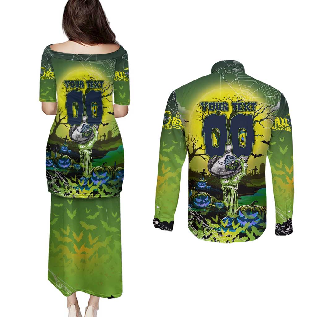 We Are Raiders Halloween Couples Matching Puletasi and Long Sleeve Button Shirt Pumpkin Scary Spooky Season - Aussie Hoodie