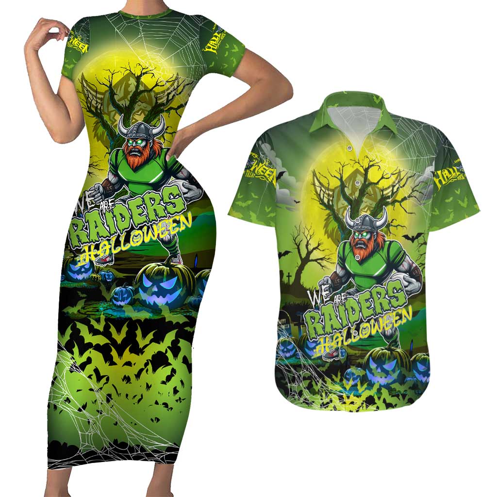 We Are Raiders Halloween Couples Matching Short Sleeve Bodycon Dress and Hawaiian Shirt Pumpkin Scary Spooky Season - Aussie Hoodie