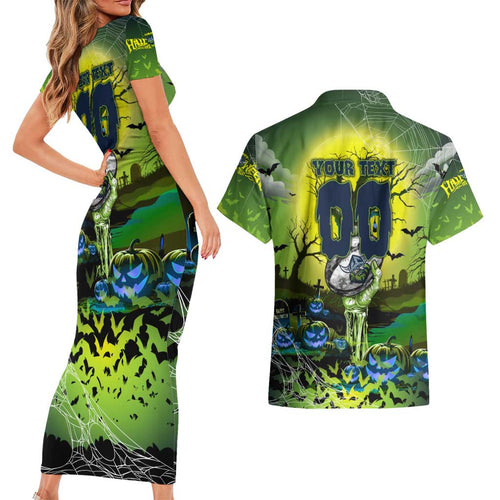 We Are Raiders Halloween Couples Matching Short Sleeve Bodycon Dress and Hawaiian Shirt Pumpkin Scary Spooky Season - Aussie Hoodie