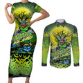 We Are Raiders Halloween Couples Matching Short Sleeve Bodycon Dress and Long Sleeve Button Shirt Pumpkin Scary Spooky Season - Aussie Hoodie