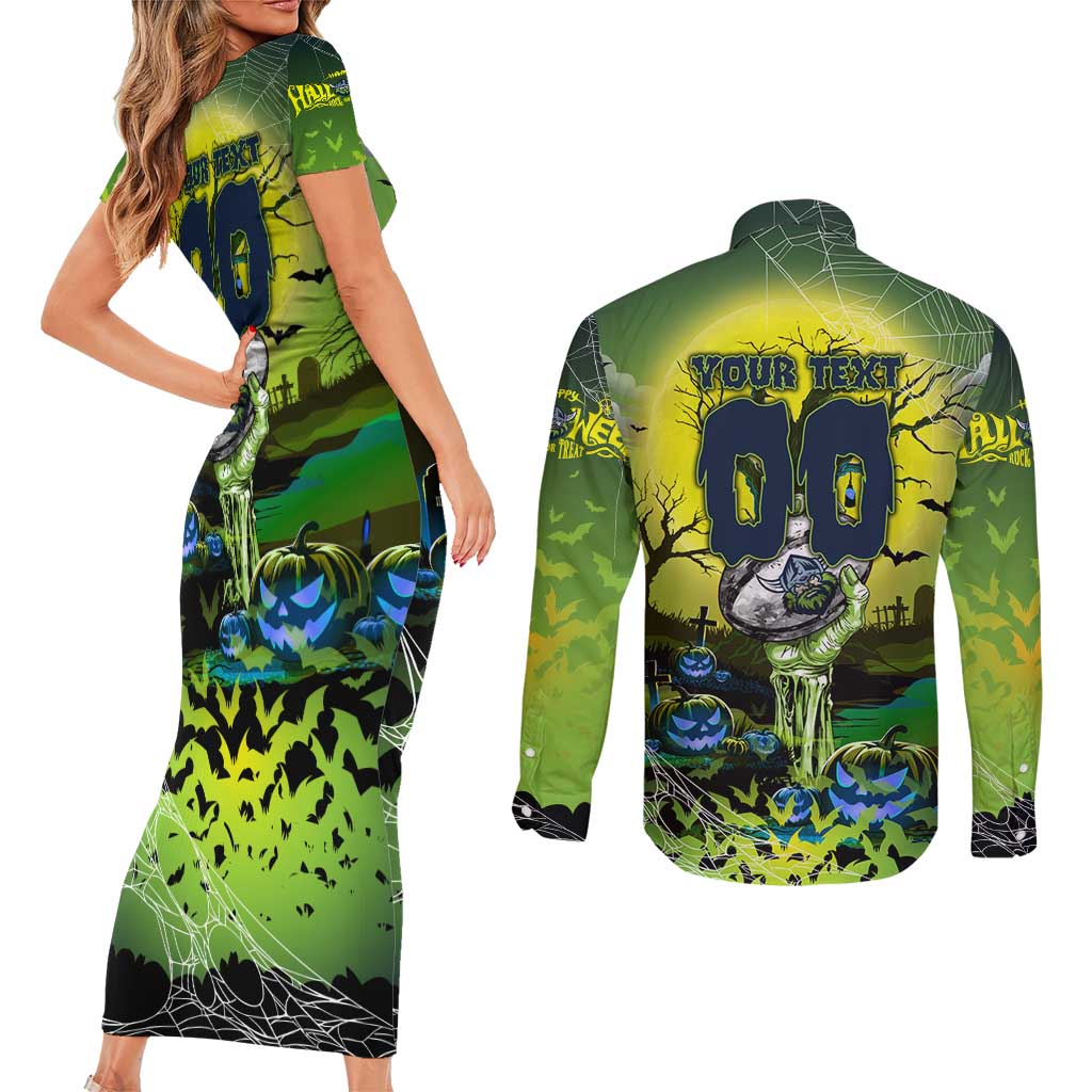 We Are Raiders Halloween Couples Matching Short Sleeve Bodycon Dress and Long Sleeve Button Shirt Pumpkin Scary Spooky Season - Aussie Hoodie