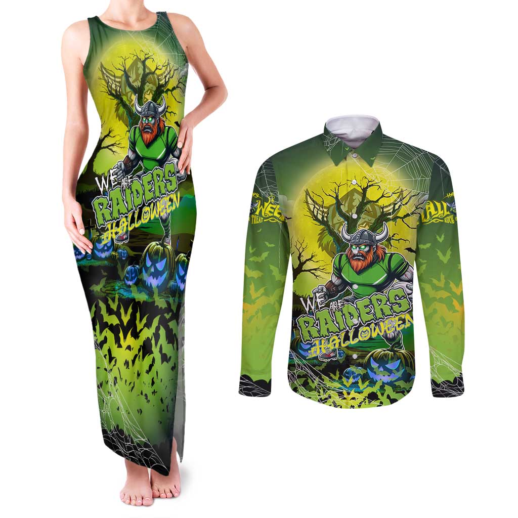 We Are Raiders Halloween Couples Matching Tank Maxi Dress and Long Sleeve Button Shirt Pumpkin Scary Spooky Season - Aussie Hoodie